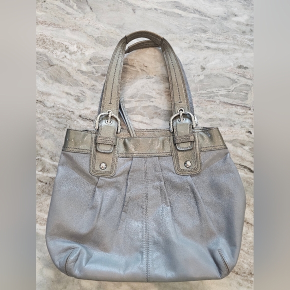 Coach Gray Leather Tote F15045 Shoulder Bag – Full Grain Leather - Picture 3 of 16